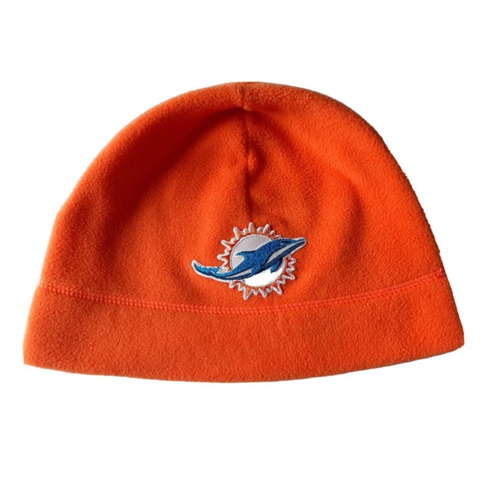 NFL Miami Dolphins Winter Hat Skull Cap Beanie Fleece Warm Orange Blue Fins OSFM